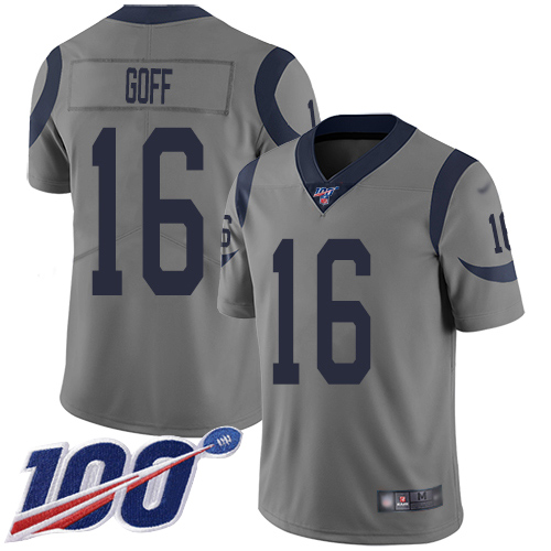 Los Angeles Rams Limited Gray Men Jared Goff Jersey NFL Football #16 100th Season Inverted Legend->los angeles rams->NFL Jersey